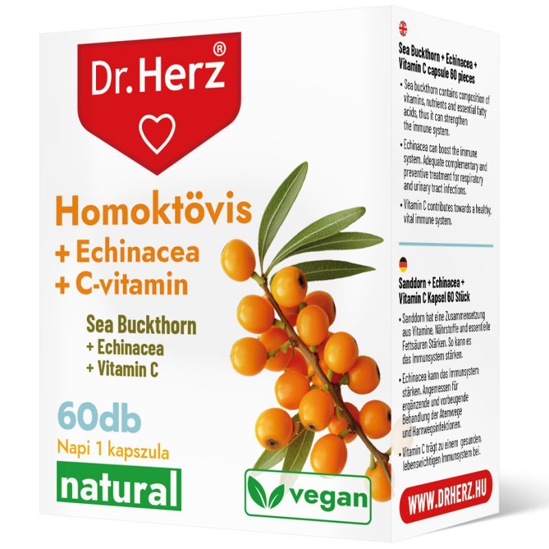 Dr. Herz Homoktövis+Echinacea+C-vitamin kapszula - 60db 1 Dr. Herz Homoktövis+Echinacea+C-vitamin kapszula - 60db
