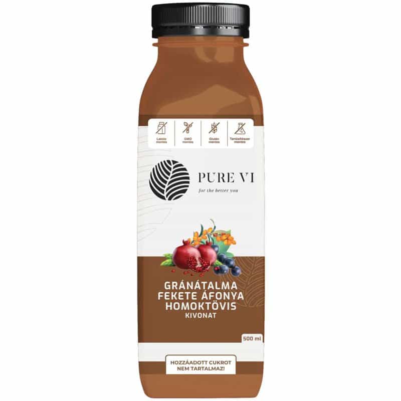 Pure Vi Gránátalma-Feketeáfonya-Homoktövis-kivonat - 500ml 1 Pure Vi Gránátalma-Feketeáfonya-Homoktövis-kivonat - 500ml