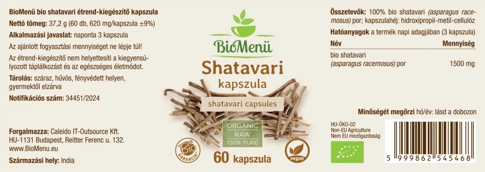 Biomenü Bio Shatavari kapszula - 60db 2 Biomenü Bio Shatavari kapszula - 60db - Image 2