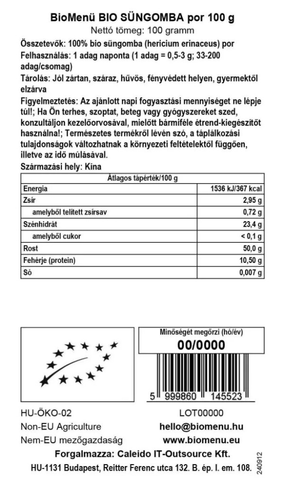 Biomenü Bio Süngomba por - 100g 2 Biomenü Bio Süngomba por - 100g - Image 2
