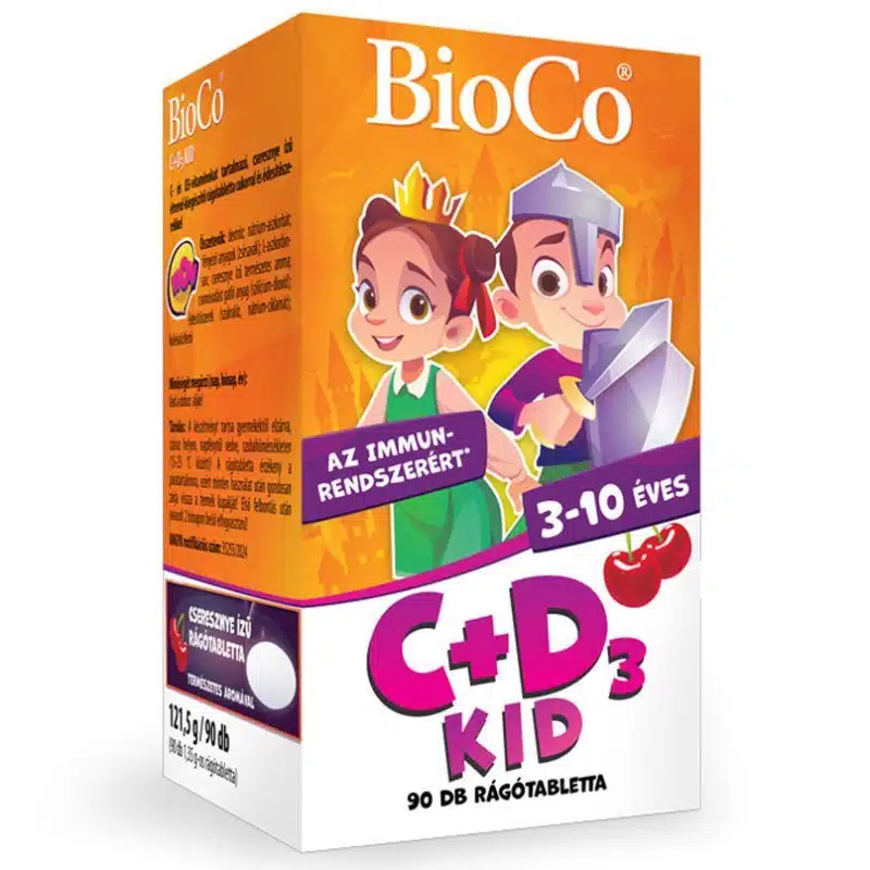 BioCo C+D3 KID cseresznyés rágótabletta - 90db 1 BioCo C+D3 KID