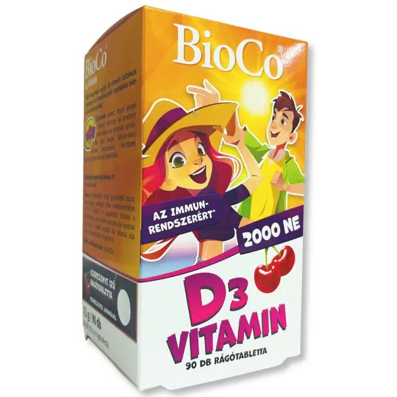 BioCo D3-vitamin 2000NE cseresznyés rágótabletta - 90db 1 BioCo D3
