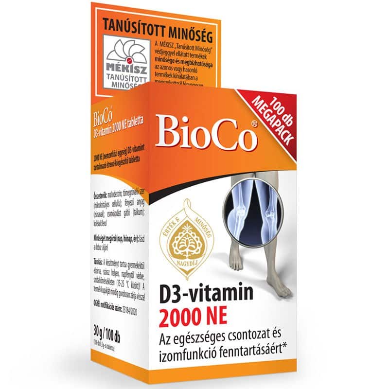 BioCo D3-vitamin 2000NE MEGAPACK tabletta - 100db 1 BioCo D3-vitamin 2000NE MEGAPACK