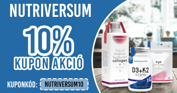 -10% kupon kedvezmény Nutriversum termékekre -10% kupon kedvezmény Nutriversum termékekre