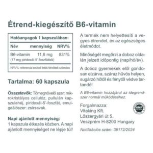 Vitaking B6-vitamin + P5P kapszula - 60db 3 Vitaking B6-vitamin + P5P kapszula - 60db - Image 2