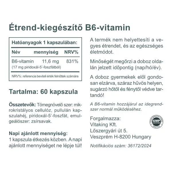 Vitaking B6-vitamin + P5P kapszula - 60db 2 Vitaking B6-vitamin + P5P kapszula - 60db - Image 2