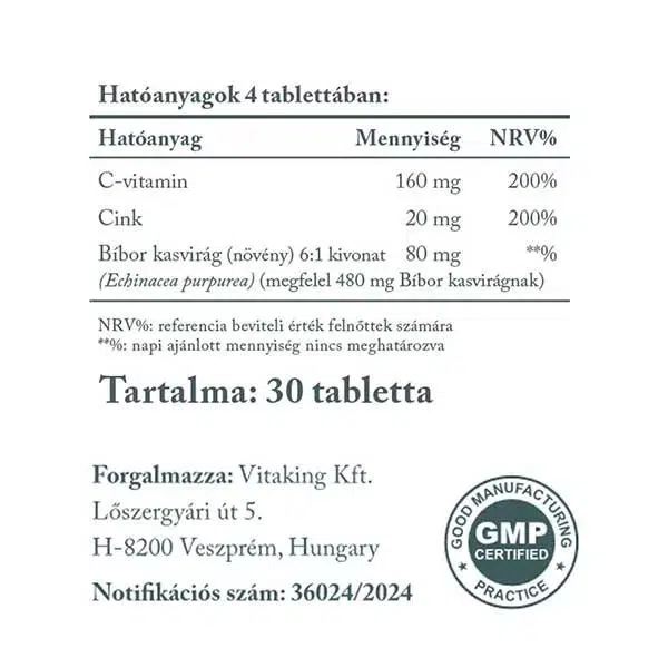 Vitaking Cink Immuno szopogató tabletta - 30db 2 Vitaking Cink Immuno szopogató tabletta - 30db - Image 2