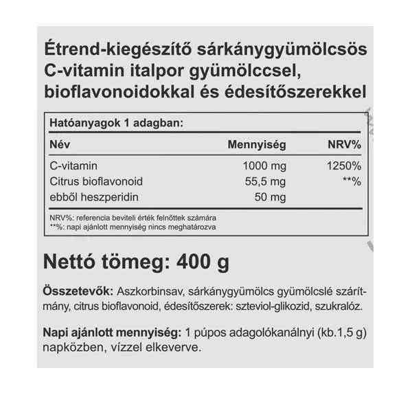 Vitaking Instant C-vitamin 1000mg sárkánygyümölcs ízű italpor - 400g 2 Vitaking Instant C-vitamin 1000mg sárkánygyümölcs ízű italpor - 400g - Image 2