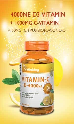 Vitaking C+D C-vitamin 1000mg + D3-vitamin 4000NE tabletta