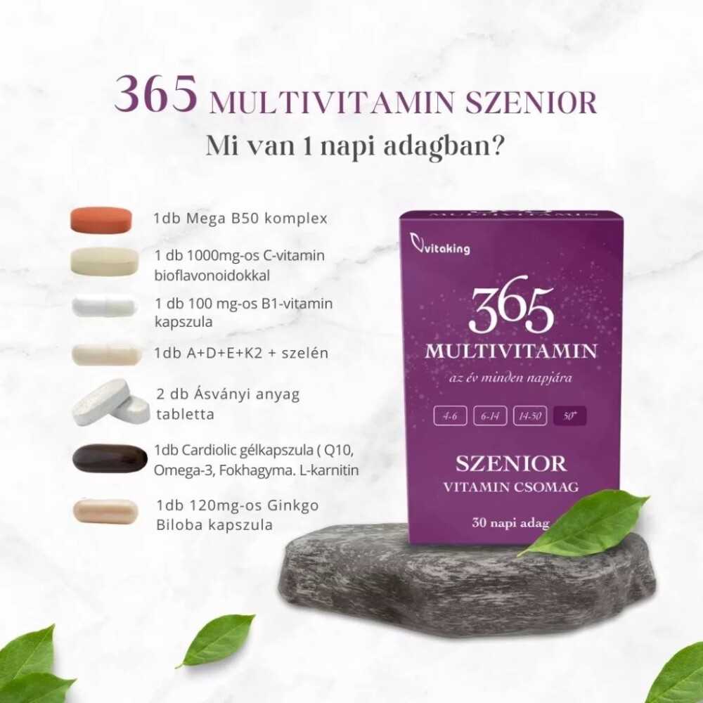 Vitaking 365 Multivitamin Szenior vitamin csomag - 30db 3 Vitaking 365 Multivitamin Szenior vitamin csomag - 30db - Image 3