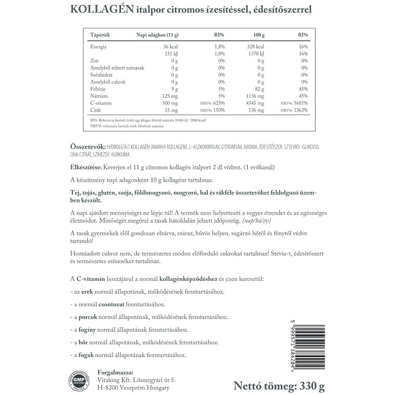 Vitaking Kollagén Citrom ízű italpor - 330g 3 Vitaking Kollagén Citrom ízű italpor - 330g - Image 3