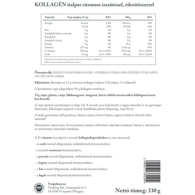 Vitaking Kollagén Citrom ízű italpor - 330g 3 Vitaking Kollagén Citrom ízű italpor - 330g - Image 3