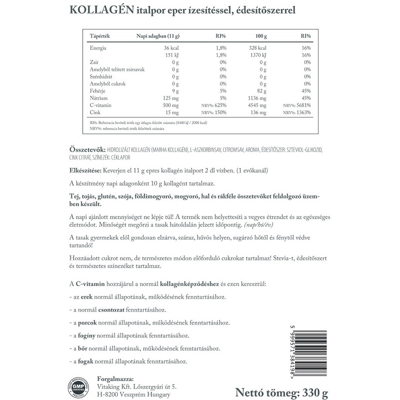 Vitaking Kollagén Eper ízű italpor - 330g 4 Vitaking Kollagén Eper ízű italpor - 330g - Image 4