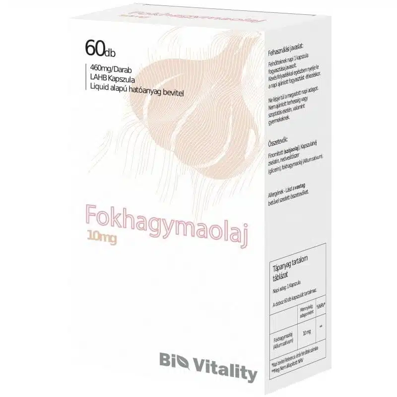 Bio Vitality Fokhagymaolaj lágyzselatin kapszula - 60db 1 Bio Vitality Fokhagymaolaj lágyzselatin kapszula - 60db