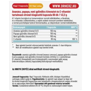 Dr. Herz Ananász+Papaya+Noni+C-vitamin kapszula - 60db 3 Dr. Herz Ananász+Papaya+Noni+C-vitamin kapszula - 60db - Image 2