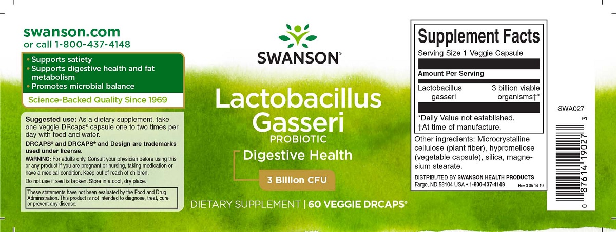 Swanson Lactobacillus Gasseri Probiotic kapszula - 60db 2 Swanson Lactobacillus Gasseri Probiotic kapszula - 60db - Image 2