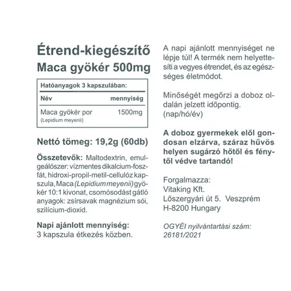 Vitaking Maca 500mg kapszula - 60db 4 Vitaking Maca 500mg kapszula - 60db - Image 4