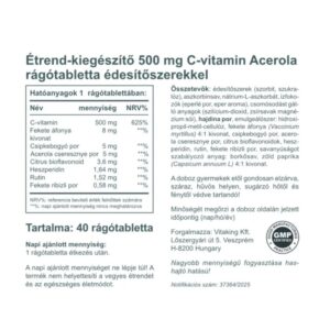 Vitaking C-500 Acerola epres rágótabletta - 40db 6 Vitaking C-500 Acerola epres rágótabletta - 40db - Image 3