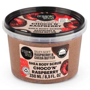Organic Shop ''Csokis málna'' Puhító testradír málnával és kakaóvajjal - 250ml
