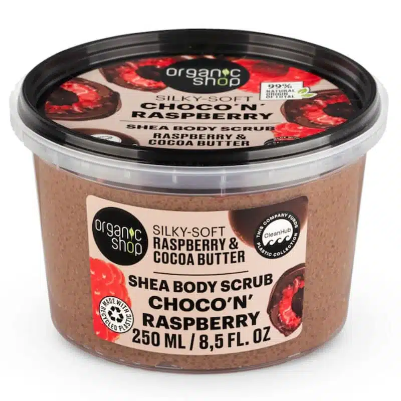Organic Shop ''Csokis málna'' Puhító testradír málnával és kakaóvajjal - 250ml 1 Organic Shop ''Csokis málna'' Puhító testradír málnával és kakaóvajjal - 250ml