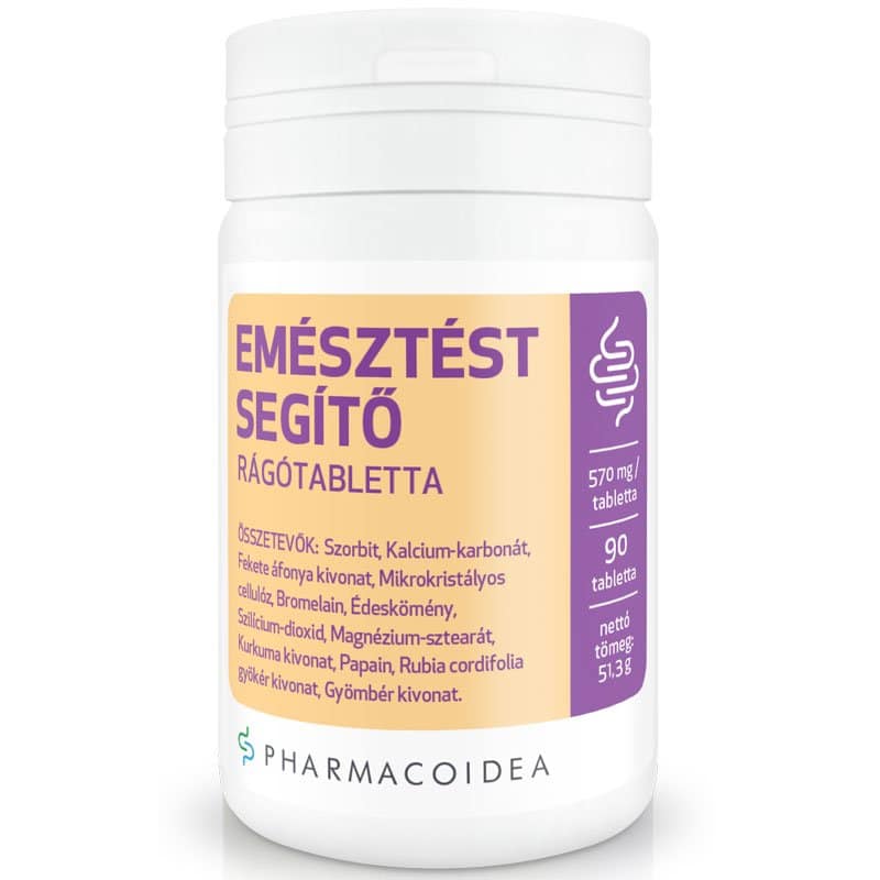 Pharmacoidea Emésztést segítő rágótabletta - 90db 1 Pharmacoidea Emésztést segítő rágótabletta - 90db