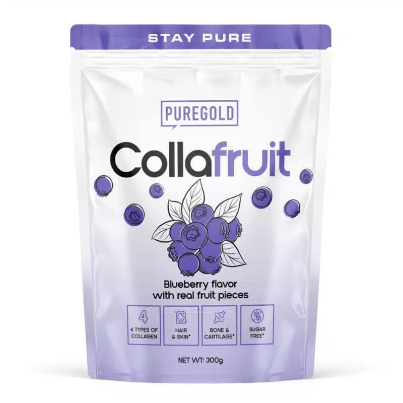 Pure Gold Collafruit Marha és Hal kollagén italpor gyümölcsdarabokkal - Áfonya - 300g 1 Pure Gold Collafruit Marha és Hal kollagén italpor gyümölcsdarabokkal - Áfonya - 300g
