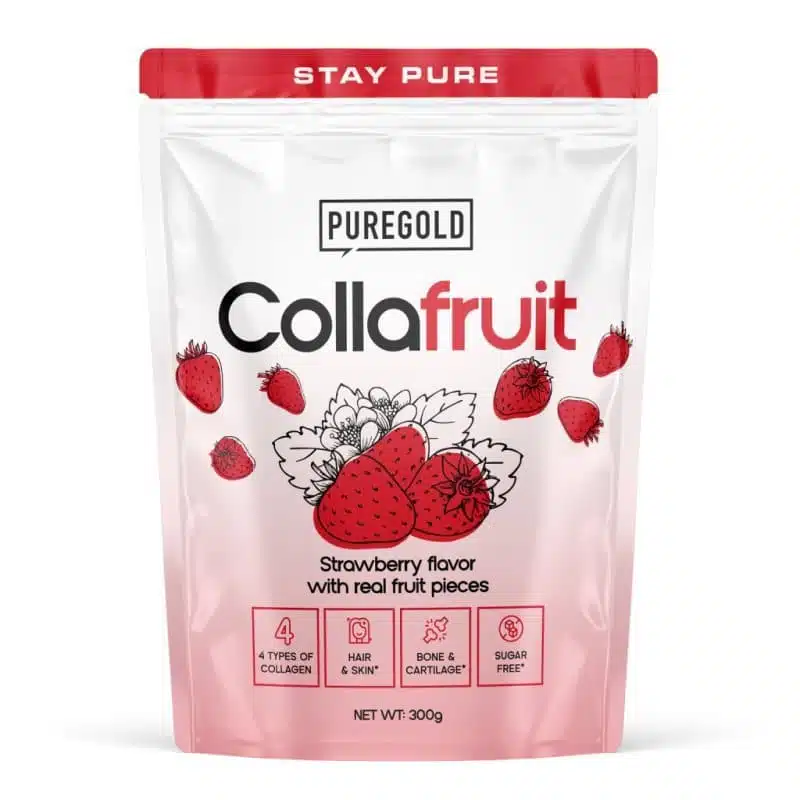 Pure Gold Collafruit Marha és Hal kollagén italpor gyümölcsdarabokkal - Eper - 300g 1 Pure Gold Collafruit Marha és Hal kollagén italpor gyümölcsdarabokkal - Eper - 300g