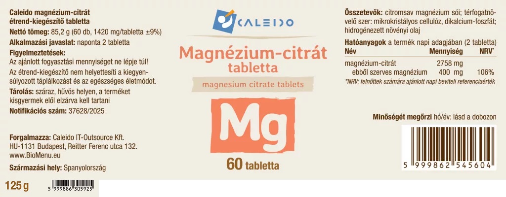 Caleido Magnézium-citrát tabletta - 60db 2 Caleido Magnézium-citrát tabletta - 60db - Image 2