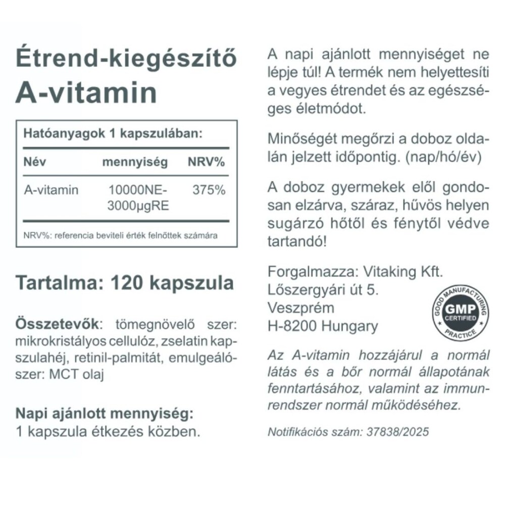Vitaking A-10000NE vitamin kapszula - 120db 2 Vitaking A-10000NE vitamin kapszula - 120db - Image 2