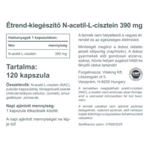 Vitaking NAC-390 N-Acetil L-Cisztein immunerősítő és nyákoldó kapszula - 120db 3 Vitaking NAC-390 N-Acetil L-Cisztein immunerősítő és nyákoldó kapszula - 120db - Image 2
