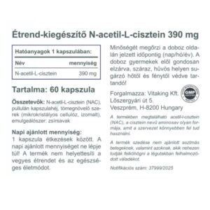Vitaking NAC-390 N-Acetil L-Cisztein immunerősítő és nyákoldó kapszula - 60db 3 Vitaking NAC-390 N-Acetil L-Cisztein immunerősítő és nyákoldó kapszula - 60db - Image 2