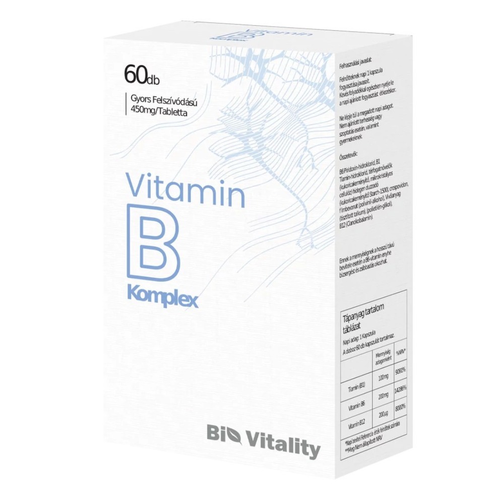 Bio Vitality B-vitamin komplex filmtabletta - 60db 1 Bio Vitality B-vitamin komplex filmtabletta - 60db