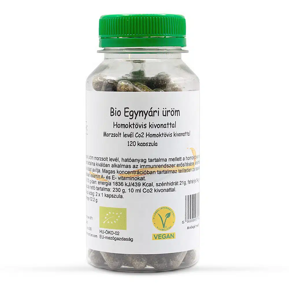 Natessence Bio Egynyári üröm homoktövis kivonattal (morzsolt levél, CO2 homoktövis kivonat) kapszula - 120db 1 Natessence Bio Egynyári üröm homoktövis kivonattal (morzsolt levél, CO2 homoktövis kivonat) kapszula - 120db