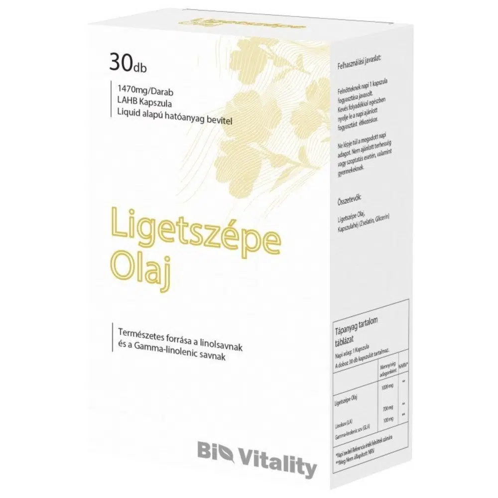 Bio Vitality Ligetszépe olaj lágyzselatin kapszula - 30db 1 Bio Vitality Ligetszépe olaj lágyzselatin kapszula - 30db