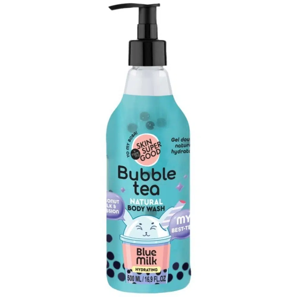 Skin Super Good Bubble Tea Blue Milk hidratáló tusfürdő kókusztejjel és maracujával - 500ml 1 Skin Super Good Bubble Tea Blue Milk hidratáló tusfürdő kókusztejjel és maracujával - 500ml