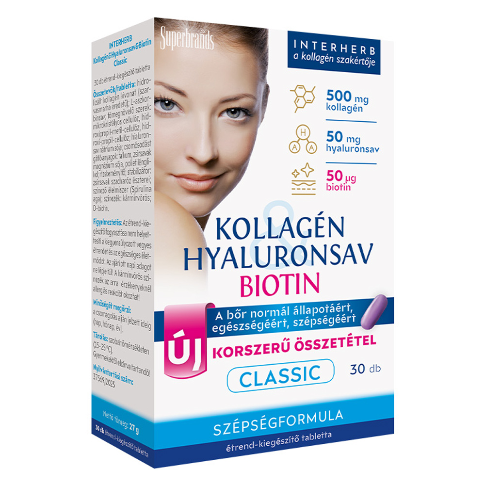 Interherb Kollagén Hyaluronsav Classic tabletta - 30db 1 Interherb Kollagén Hyaluronsav Classic tabletta - 30db