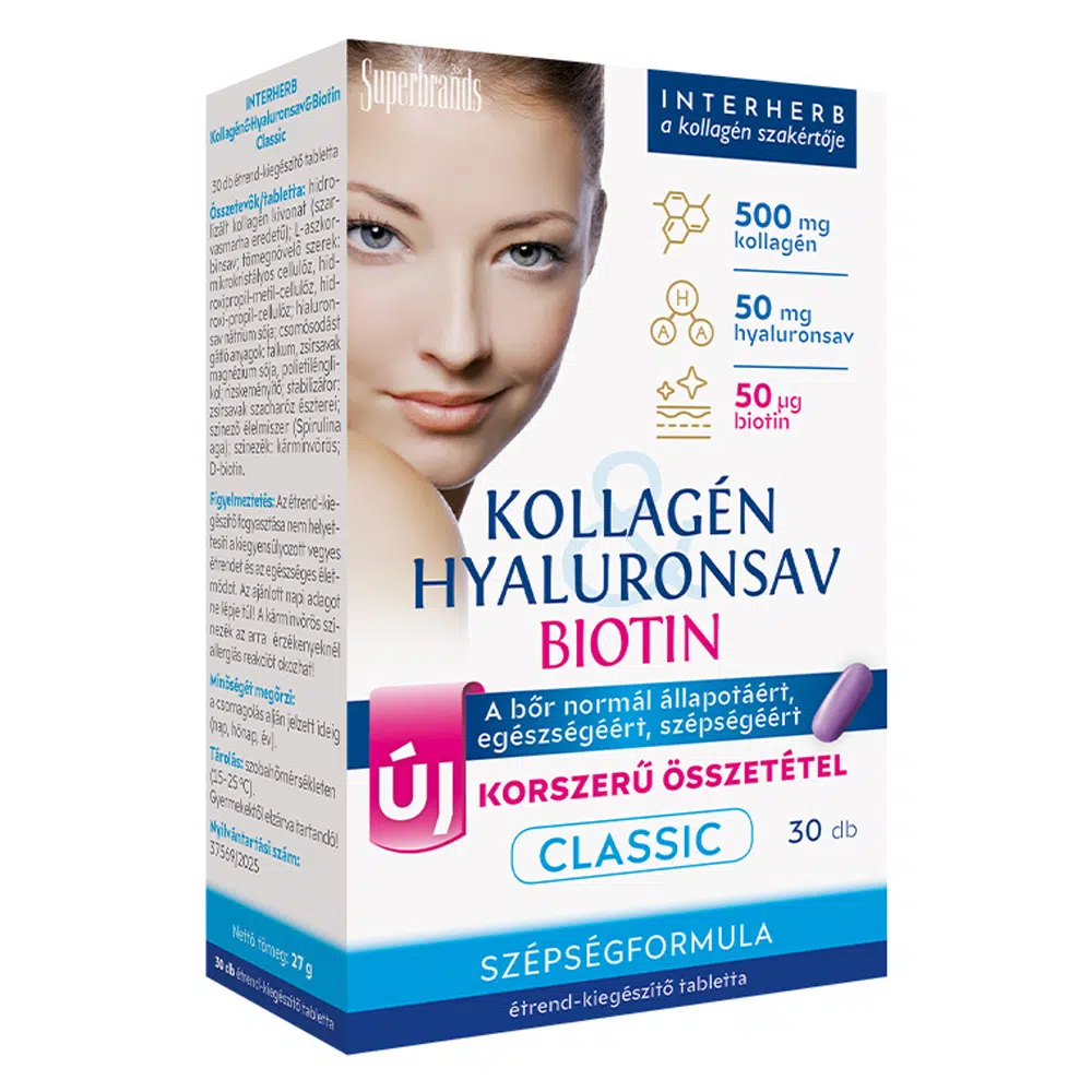 Interherb Kollagén Hyaluronsav Classic tabletta - 30db 1 Interherb Kollagén Hyaluronsav Classic tabletta - 30db