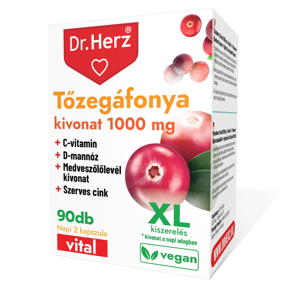 Dr. Herz Tőzegáfonya kivonat 1000mg XL kapszula - 90db 1 Dr. Herz Tőzegáfonya kivonat 1000mg XL kapszula - 90db