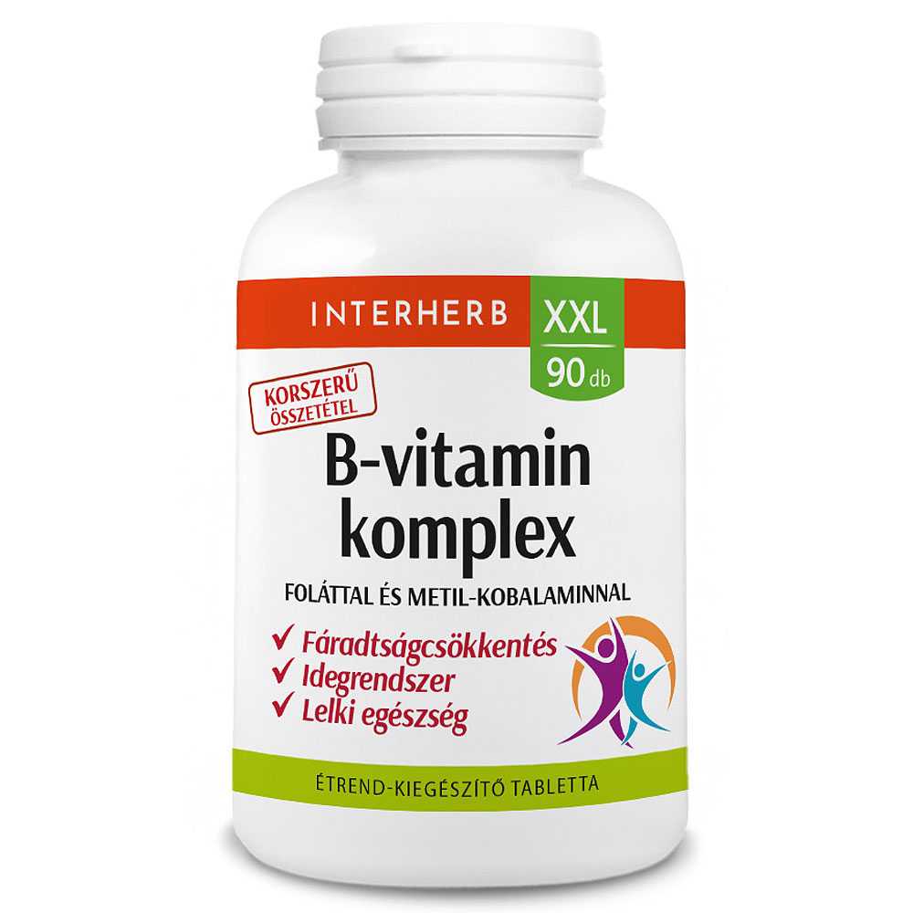 Interherb XXL B-vitamin Komplex tabletta Foláttal és Metil-Kobalaminnal - 90db 1 Interherb XXL B-vitamin Komplex tabletta Foláttal és Metil-Kobalaminnal - 90db