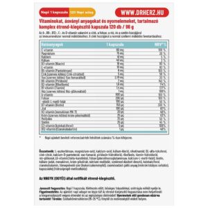 Dr. Herz A-Z multivitamin Komplex XXL kapszula - 120db 3 Dr. Herz A-Z multivitamin Komplex XXL kapszula - 120db - Image 2