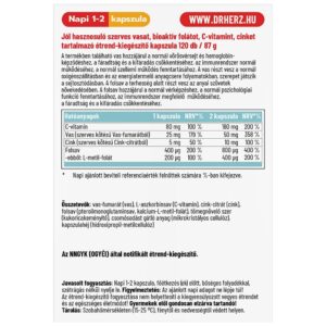 Dr. Herz Szerves Vas komplex+C-vitamin+Szerves Cink+Folát XXL kapszula - 120db 3 Dr. Herz Szerves Vas komplex+C-vitamin+Szerves Cink+Folát XXL kapszula - 120db - Image 2