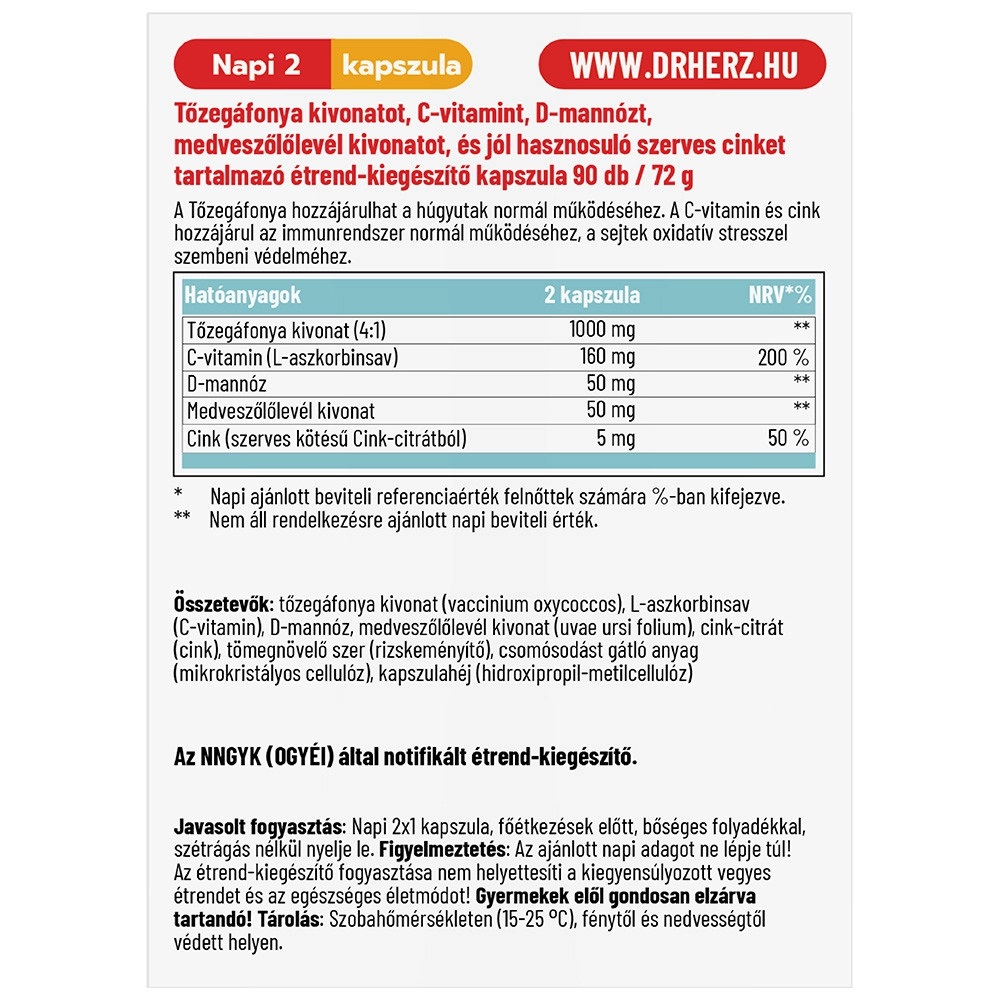 Dr. Herz Tőzegáfonya kivonat 1000mg XL kapszula - 90db 2 Dr. Herz Tőzegáfonya kivonat 1000mg XL kapszula - 90db - Image 2