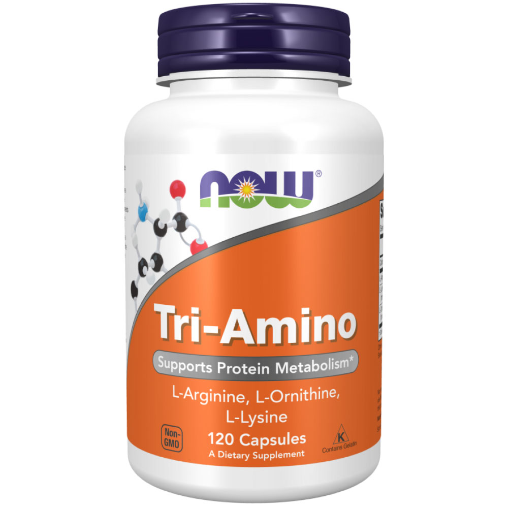 Now Tri-Amino (L-Arginin, L-Ornitin, L-Lizin) kapszula - 120db 1 Now Tri-Amino (L-Arginin
