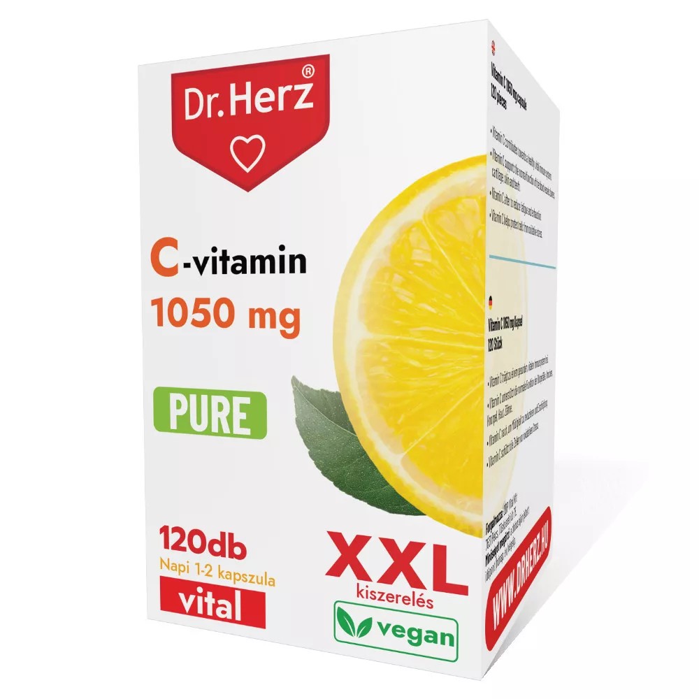 Dr. Herz C-vitamin 1050mg PURE XXL kapszula - 120db 1 Dr. Herz C-vitamin 1050mg PURE XXL kapszula - 120db