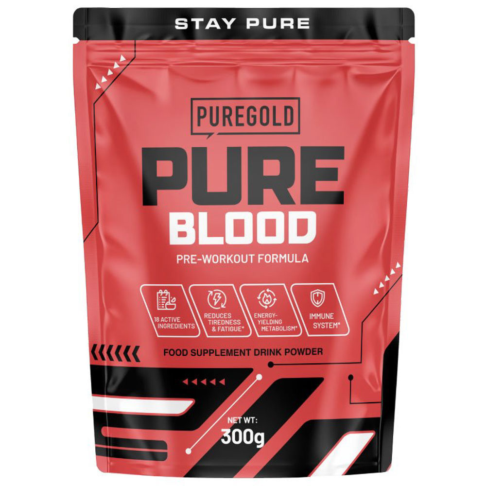 Pure Gold Pure Blood Pre-Workout Tutti Frutti ízű italpor - 300g 1 Pure Gold Pure Blood Pre-Workout Tutti Frutti ízű italpor - 300g