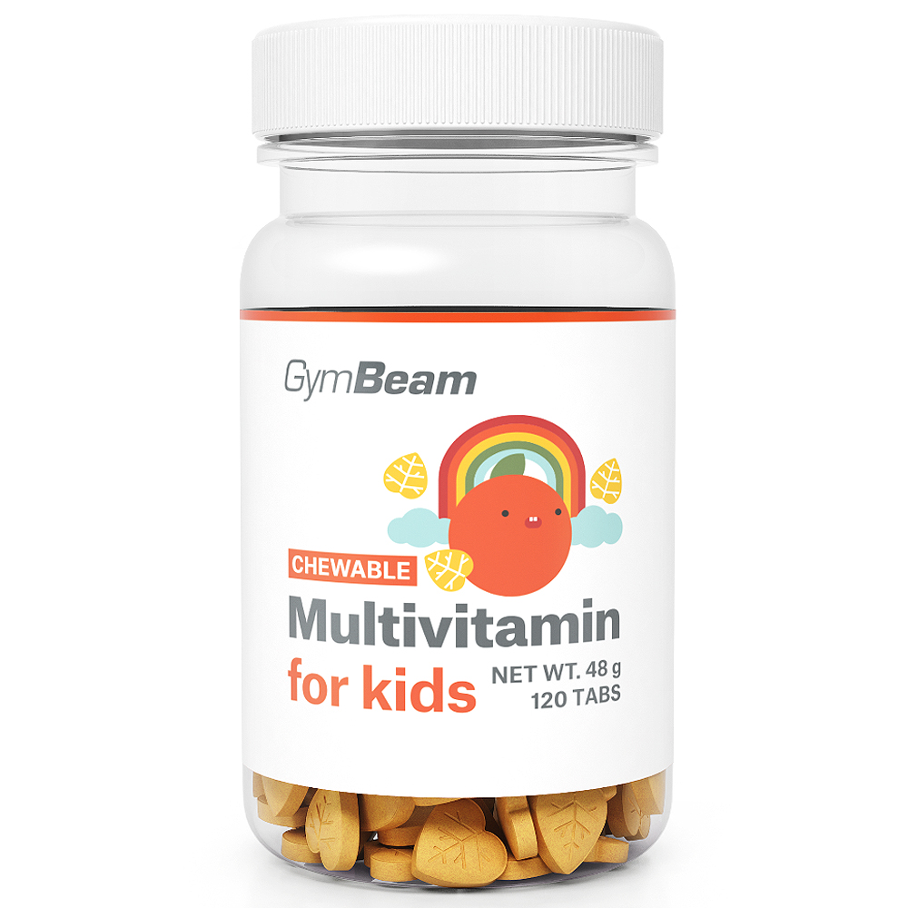 GymBeam Multivitamin narancs ízű rágótabletta gyerekeknek - 120db 1 GymBeam Multivitamin narancs ízű rágótabletta gyerekeknek - 120db