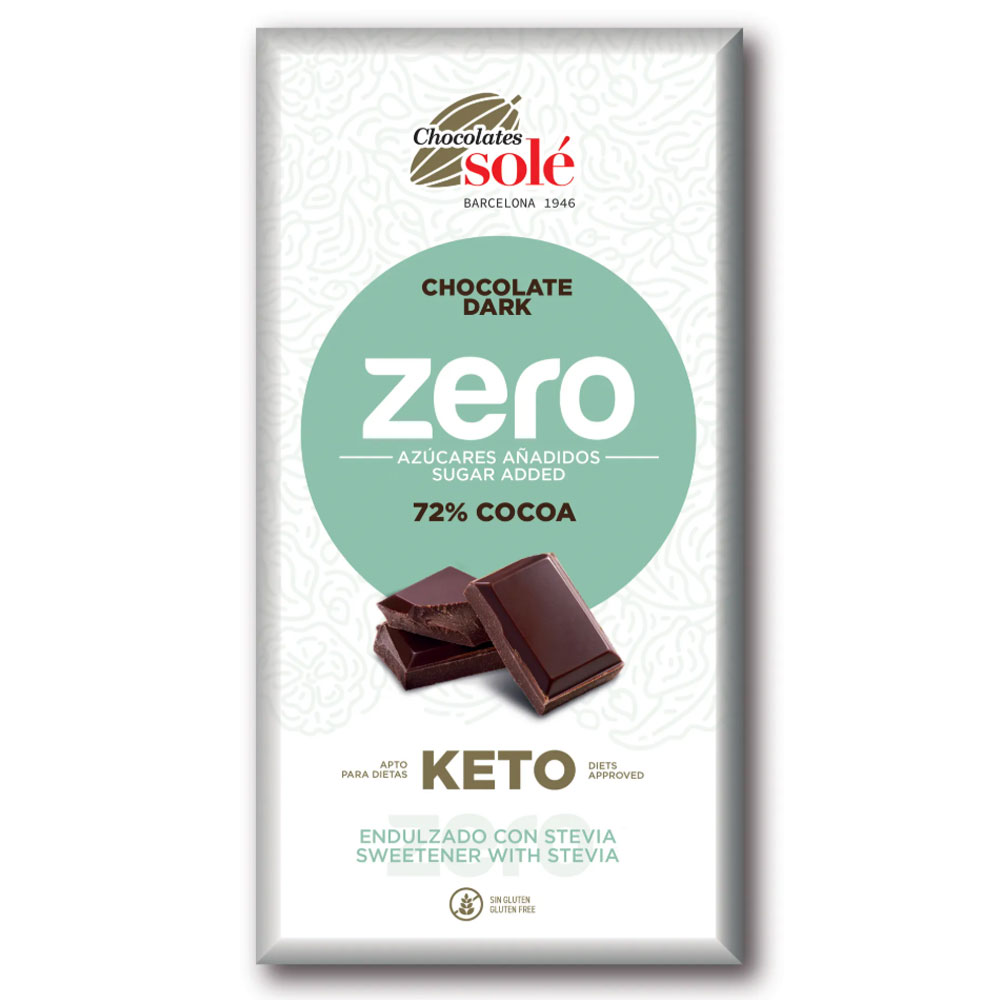 Chocolates Solé ZERO Cukormentes 72% Étcsokoládé - 100g 1 Chocolates Solé ZERO Cukormentes 72% Étcsokoládé - 100g