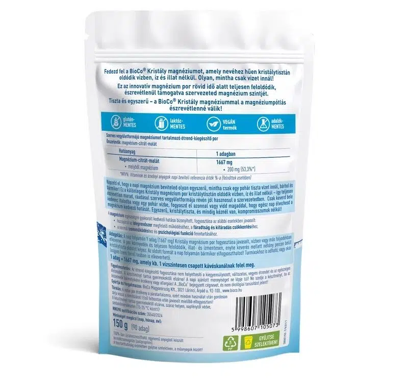 Bioco Kristály Magnézium tasakos por - 150g 2 Bioco Kristály Magnézium tasakos por - 150g - Image 2