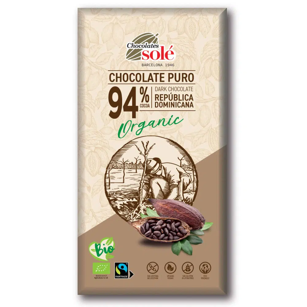 Chocolates Solé 94% Bio Étcsokoládé - 100g 1 Chocolates Solé 94% Bio Étcsokoládé - 100g