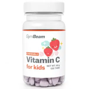 GymBeam C-vitamin eper ízű rágótabletta gyerekeknek - 120db